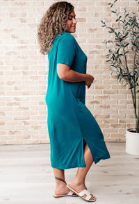 Keeping It Chill Drop Shoulder Maxi Dress in Teal - Happily Ever Atchison Shop Co.