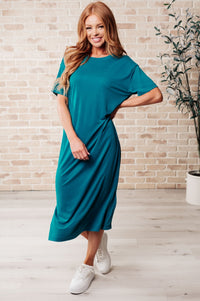 Keeping It Chill Drop Shoulder Maxi Dress in Teal - Happily Ever Atchison Shop Co.