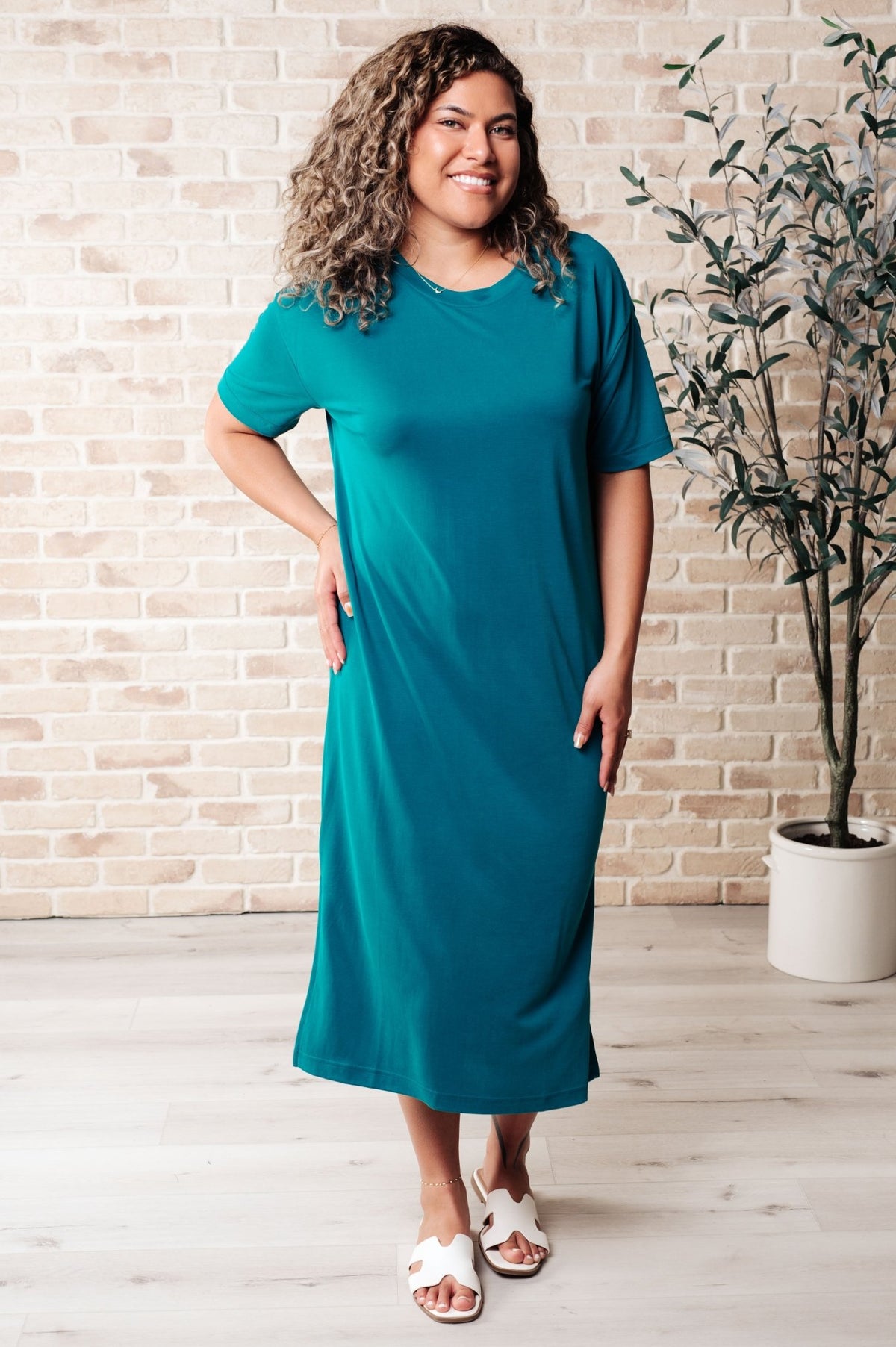 Keeping It Chill Drop Shoulder Maxi Dress in Teal - Happily Ever Atchison Shop Co.