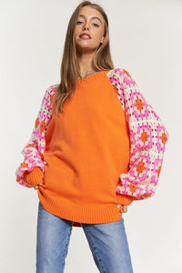 Knit Crochet Detailed Long Sleeve Sweater - Happily Ever Atchison Shop Co.