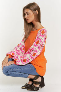 Knit Crochet Detailed Long Sleeve Sweater - Happily Ever Atchison Shop Co.