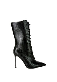 KNOCTURN Croc Textured Over The Ankle Boots - Happily Ever Atchison Shop Co.