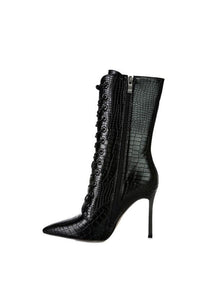 KNOCTURN Croc Textured Over The Ankle Boots - Happily Ever Atchison Shop Co.