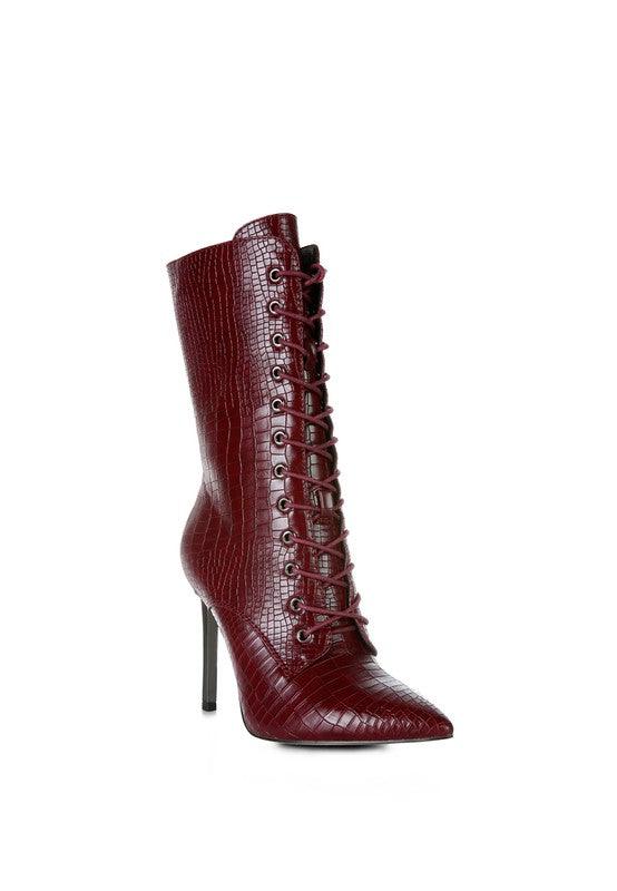 KNOCTURN Croc Textured Over The Ankle Boots - Happily Ever Atchison Shop Co.