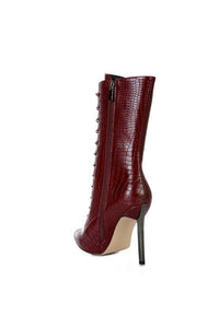 KNOCTURN Croc Textured Over The Ankle Boots - Happily Ever Atchison Shop Co.