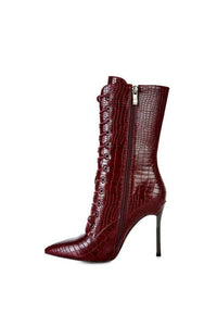 KNOCTURN Croc Textured Over The Ankle Boots - Happily Ever Atchison Shop Co.