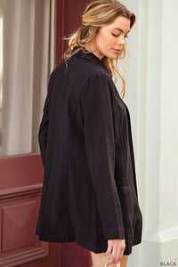 Kori America Open Front Long Sleeve Blazer - Happily Ever Atchison Shop Co.