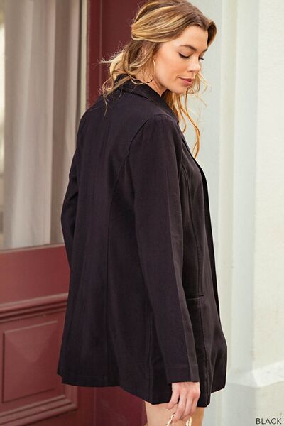 Kori America Open Front Long Sleeve Blazer - Happily Ever Atchison Shop Co.