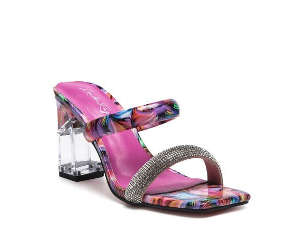 KRYPTON Clear Block Heeled Marble Print Slides - Happily Ever Atchison Shop Co.