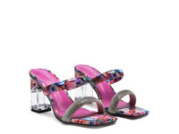 KRYPTON Clear Block Heeled Marble Print Slides - Happily Ever Atchison Shop Co.