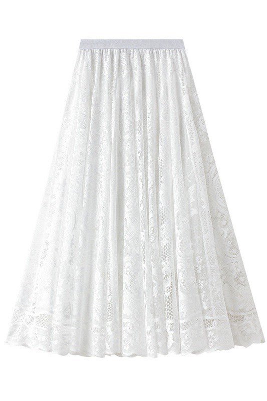Lace chiffon midi skirt - Happily Ever Atchison Shop Co.