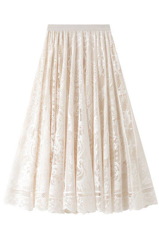 Lace chiffon midi skirt - Happily Ever Atchison Shop Co.