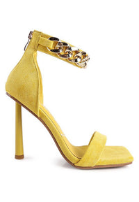 LAST SIP HEELED FAUX SUEDE CHAIN STRAP SANDAL - Happily Ever Atchison Shop Co.