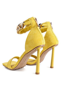 LAST SIP HEELED FAUX SUEDE CHAIN STRAP SANDAL - Happily Ever Atchison Shop Co.