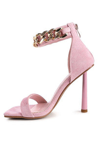 LAST SIP HEELED FAUX SUEDE CHAIN STRAP SANDAL - Happily Ever Atchison Shop Co.