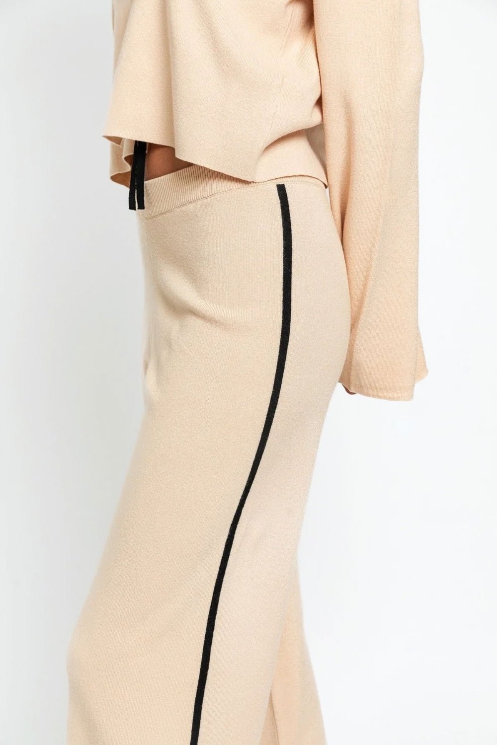 LE LIS COLLECTION Contrast Trim High Waist Wide Leg Sweater Pants - Happily Ever Atchison Shop Co.