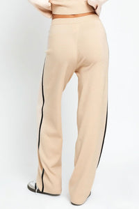 LE LIS COLLECTION Contrast Trim High Waist Wide Leg Sweater Pants - Happily Ever Atchison Shop Co.