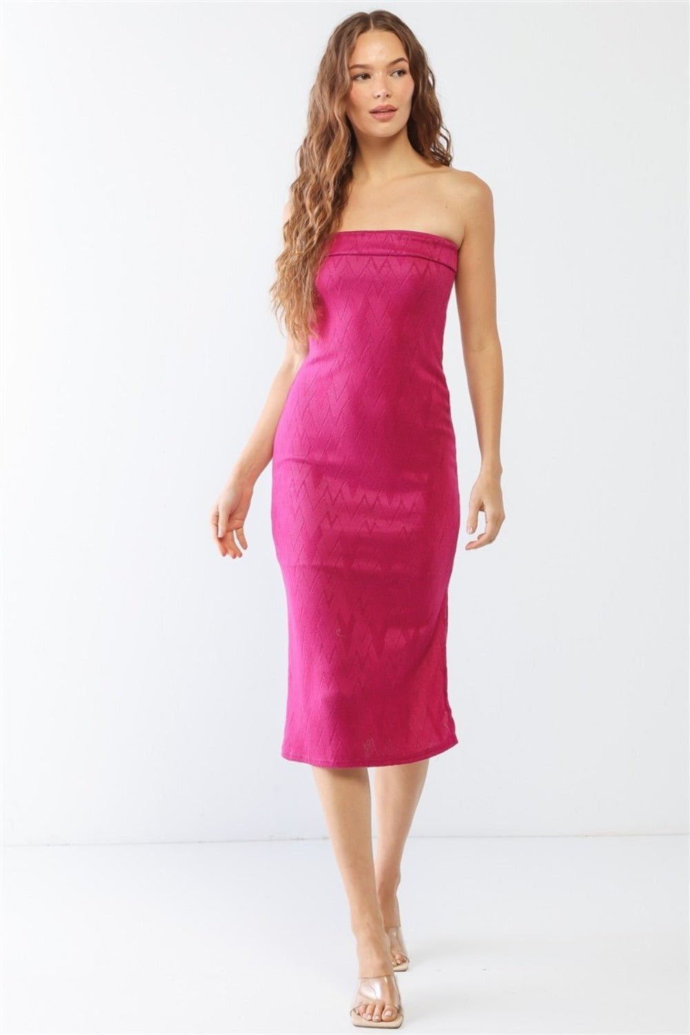 Le Lis Geometric Print Strapless Side Slit Dress - Happily Ever Atchison Shop Co.