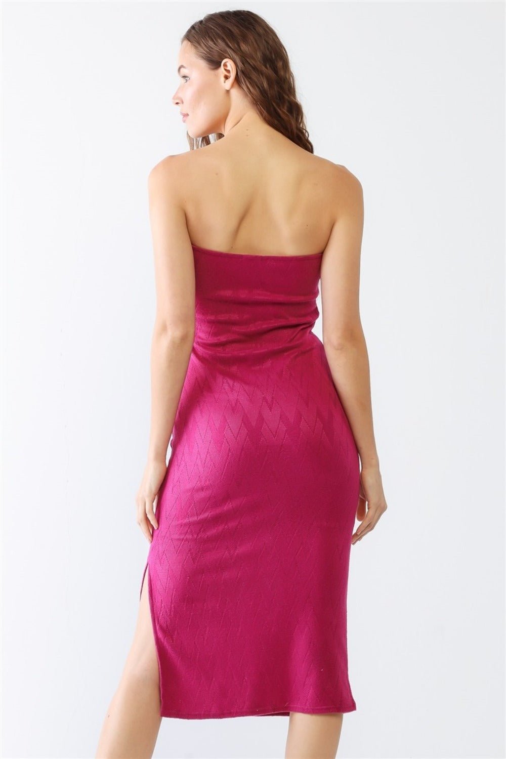 Le Lis Geometric Print Strapless Side Slit Dress - Happily Ever Atchison Shop Co.