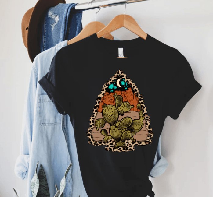 Leopard Arrowhead Graphic Tee - Happily Ever Atchison Shop Co.