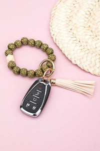 Leopard Beaded Key Ring - Happily Ever Atchison Shop Co.