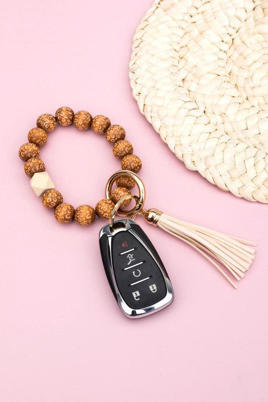 Leopard Beaded Key Ring - Happily Ever Atchison Shop Co.