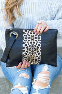 Leopard Dual Tone Clutch - Happily Ever Atchison Shop Co.