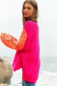 Leopard Oversized Half and Half Pullover Sweater - Happily Ever Atchison Shop Co.