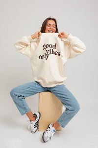 Letter Embroidery Oversized Sweatshirt - Happily Ever Atchison Shop Co.