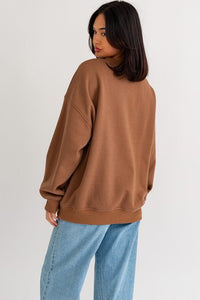 Letter Embroidery Oversized Sweatshirt - Happily Ever Atchison Shop Co.