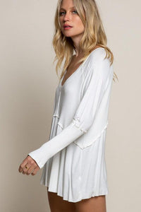 Light Wash Rib Textured Long Sleeve Top - Happily Ever Atchison Shop Co.