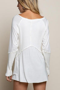 Light Wash Rib Textured Long Sleeve Top - Happily Ever Atchison Shop Co.