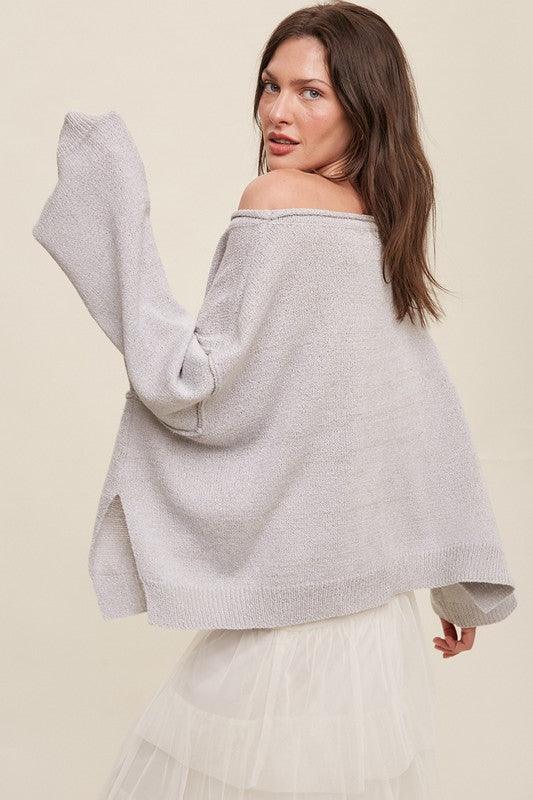 Light Weight Wide Neck Crop Pullover Knit Sweater - Happily Ever Atchison Shop Co.