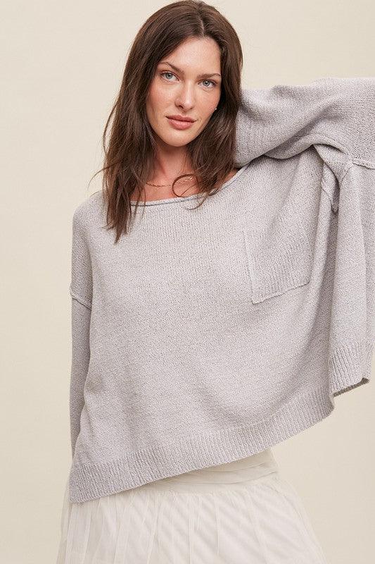 Light Weight Wide Neck Crop Pullover Knit Sweater - Happily Ever Atchison Shop Co.