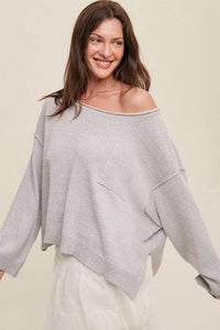 Light Weight Wide Neck Crop Pullover Knit Sweater - Happily Ever Atchison Shop Co.