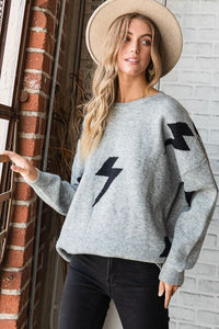 Lightening Bolt Crewneck Sweater - Happily Ever Atchison Shop Co.