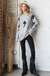 Lightening Bolt Crewneck Sweater - Happily Ever Atchison Shop Co.