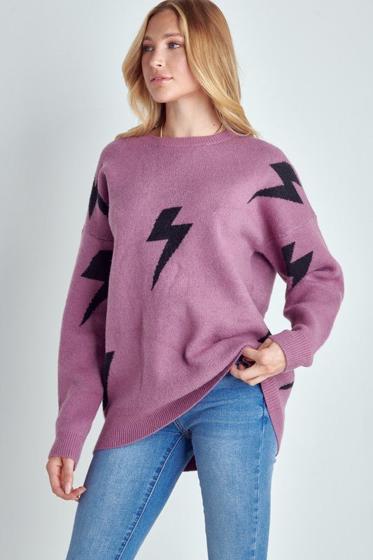 Lightening Bolt Crewneck Sweater - Happily Ever Atchison Shop Co.
