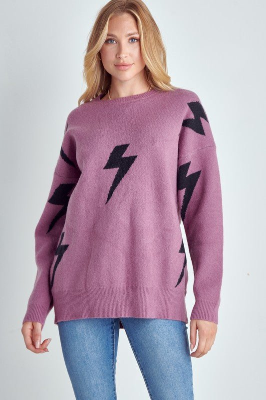 Lightening Bolt Crewneck Sweater - Happily Ever Atchison Shop Co.