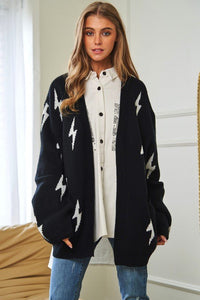 Lightning Bolt Oversized Open Sweater Cardigan - Happily Ever Atchison Shop Co.