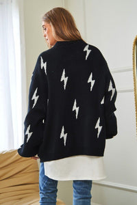 Lightning Bolt Oversized Open Sweater Cardigan - Happily Ever Atchison Shop Co.