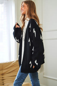 Lightning Bolt Oversized Open Sweater Cardigan - Happily Ever Atchison Shop Co.