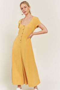 LINEN BUTTON DOWN JUMPSUIT - Happily Ever Atchison Shop Co.