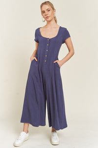 LINEN BUTTON DOWN JUMPSUIT - Happily Ever Atchison Shop Co.