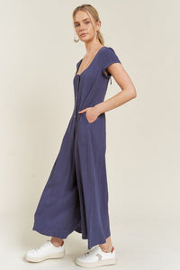 LINEN BUTTON DOWN JUMPSUIT - Happily Ever Atchison Shop Co.