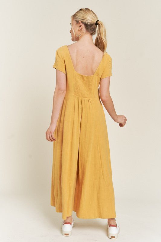 LINEN BUTTON DOWN JUMPSUIT - Happily Ever Atchison Shop Co.