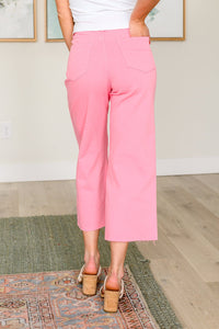 Lisa High Rise Control Top Wide Leg Crop Jeans in Pink - Happily Ever Atchison Shop Co.