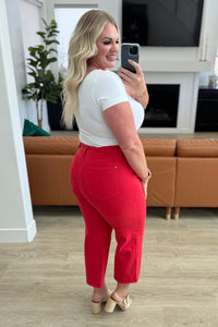 Lisa High Rise Control Top Wide Leg Crop Jeans in Red - Happily Ever Atchison Shop Co.