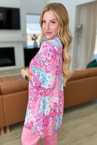 Lizzy Cardigan in Pink Patchwork Floral - Happily Ever Atchison Shop Co.