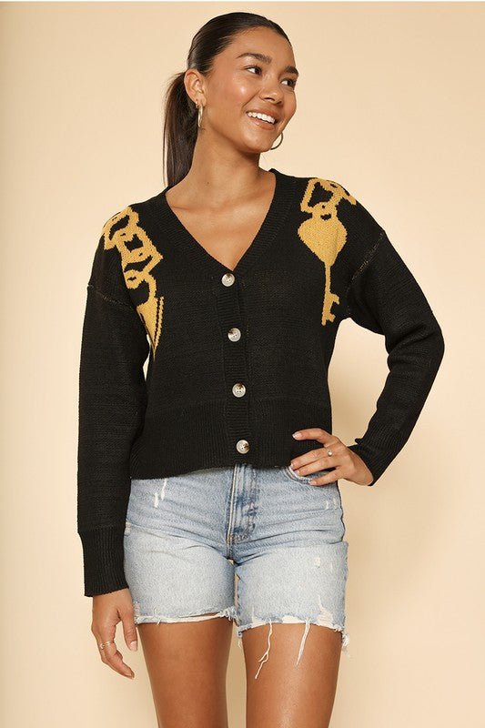 Lock and key cropped cardigan - Happily Ever Atchison Shop Co.